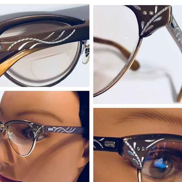 Sold Vintage Cat Eye Glasses w/ Bifocals Lens Bron - Picture 3 of 8